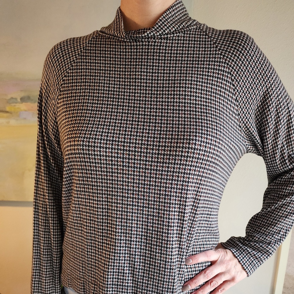 Lou & Grey for Loft Houndstooth Mock Neck